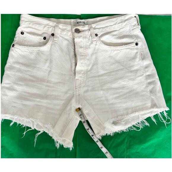 AGOLDE Parker Vintage Cutoff Denim Shorts White Size 27 High Rise Distressed - Picture 5 of 12